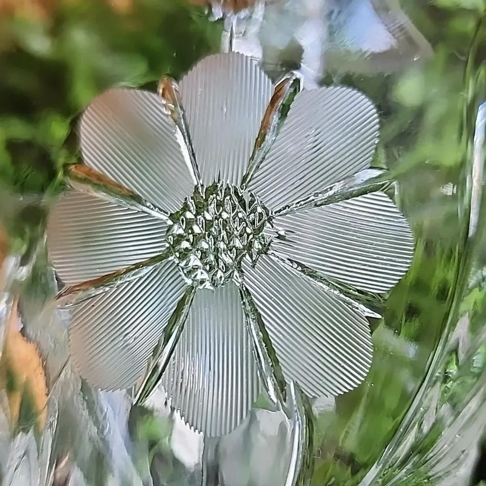 Vintage Etched Glass Floral Bride's Basket With Handle Coquette Bridal